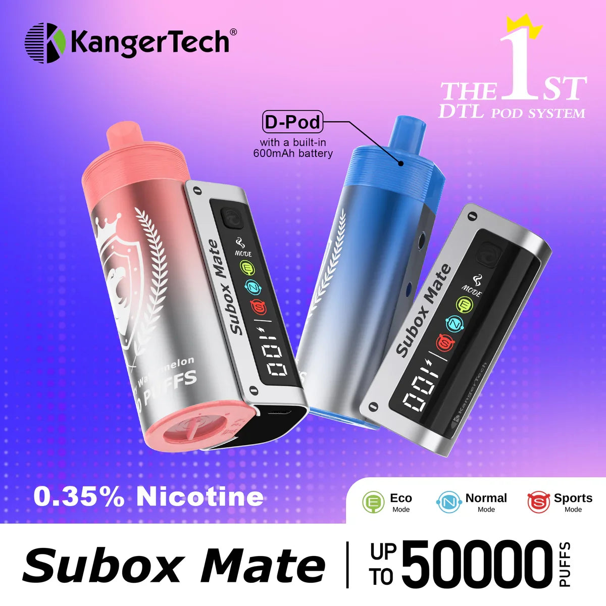 kangertech vape mod Kanger Subox Mate D 50K Disposable Pod - 40mL mad-hatter-juice Flavor:Mango Ice Cream - Hybrid Liquid eJuice 10ML Salt