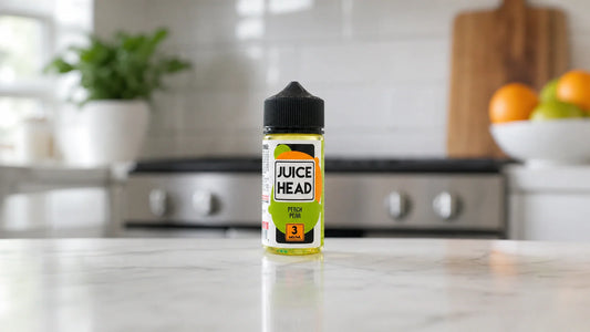 Vape juice on a kitchen countertop