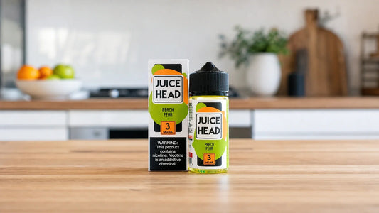 Vape juice on a kitchen countertop