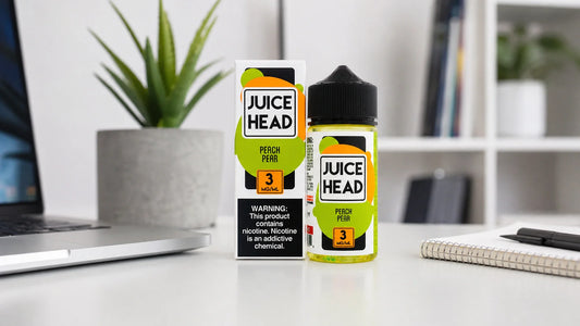 Vape juice on a home office desk