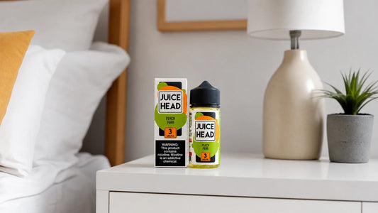 Vape juice on a nightstand