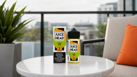 Vape juice on a balcony table