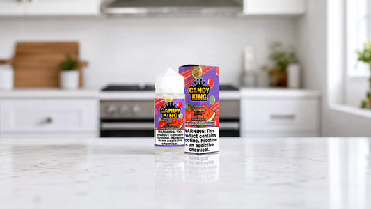 Vape juice on a kitchen countertop