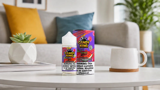 Vape juice on a coffee table