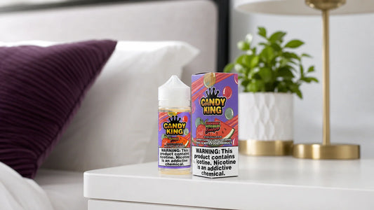 Vape juice on a nightstand