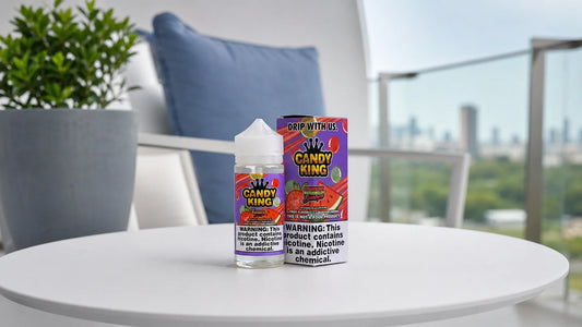 Vape juice on a balcony table