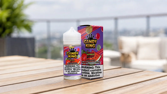 Vape juice on a balcony table