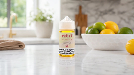 Vape juice on a kitchen countertop