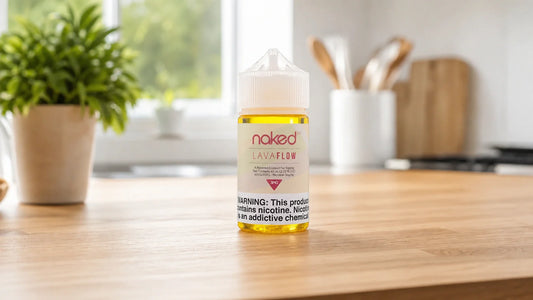 Vape juice on a kitchen countertop