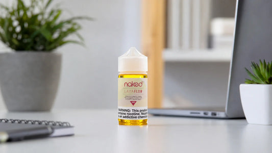 Vape juice on a home office desk
