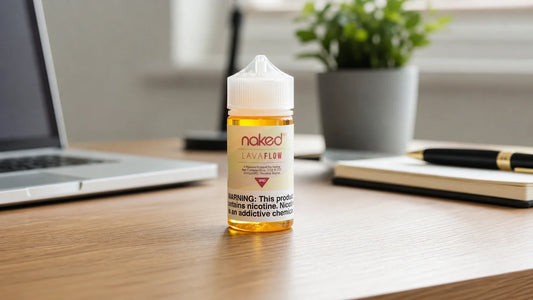 Vape juice on a home office desk