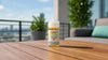 Vape juice on a balcony table