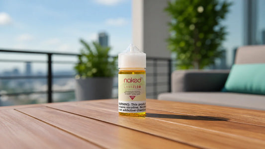 Vape juice on a balcony table