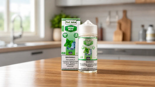 Vape juice on a kitchen countertop