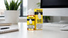 Vape juice on a home office desk