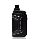 A black GEEKVAPE electronic device with a textured grip panel and silver accents, shown from a side profile on a white background.