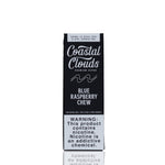 A single Coastal Clouds vape packaging box for Blue Raspberry Chew, featuring a black and white design with a prominent nicotine warning label at the bottom.