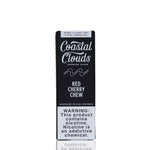 A single Coastal Clouds Red Cherry Chew vape cartridge box, 30ml, shown vertically against a plain white background with a faint reflection below.