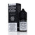 A bottle of Coastal Clouds White Clouds Chew premium vape liquid next to its black packaging box, featuring a prominent nicotine warning label and a black cap.
