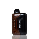 A Cherry Bomb disposable vape device in a glossy black and translucent dark brown colorway, featuring white text and graphic details, shown on a clean white background with a soft reflection below.