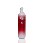A bottle of FLYM UT Red Apple flavored liquid, featuring a red-to-white gradient design, shown on a clean white background with a subtle reflection.