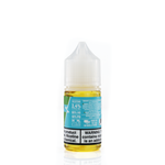 The back of the vapetasia e-liquid is turned to the side so is showing and percentages, warning label, and made in USA labels are visible