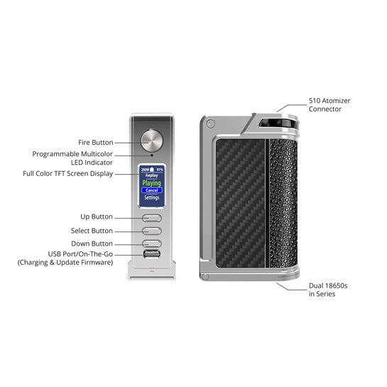Lost Vape Paranormal DNA250C 200W TC Box Mod - Vapor Authority Lost Vape Paranormal DNA250C 200W TC Box Mod - Vapor Authority